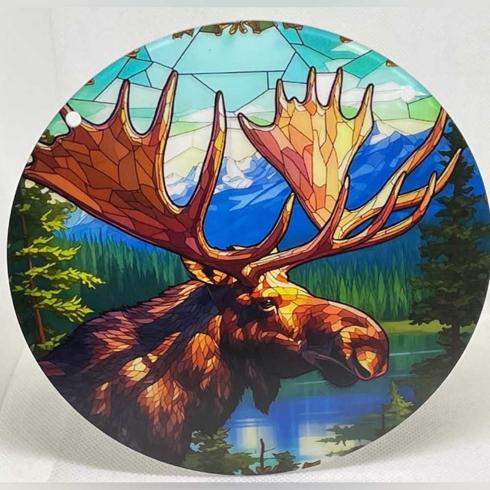 Suncatcher Acrylic Canadian Moose Animal Acrylic Decorative Gift New 6”